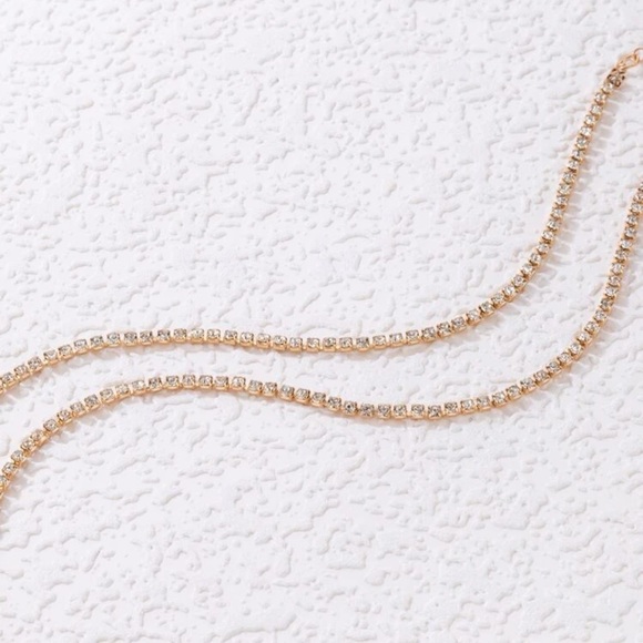 2 pcs Rhinestone Anklet Golden Chain - Picture 3 of 7